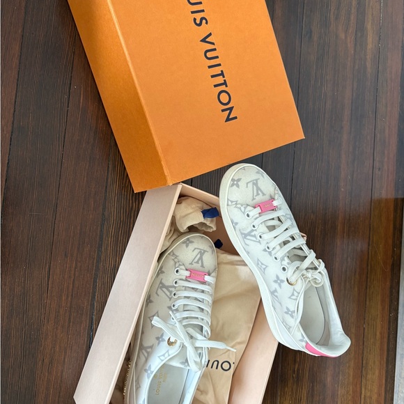 Louis Vuitton Shoes - Louis Vuitton White and Pink Monogram Sneakers